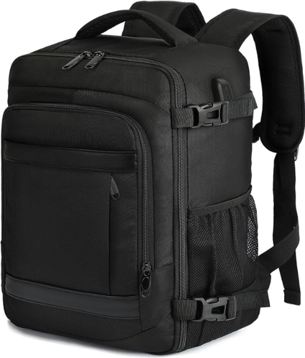 Handbagage Reisrugzak 30L – 45 x 36 x 20 cm – Cabin Bag – 14 Inch Laptopvak – 180° Opening – Waterbestendig – Anti-Diefstalvak – Zwart