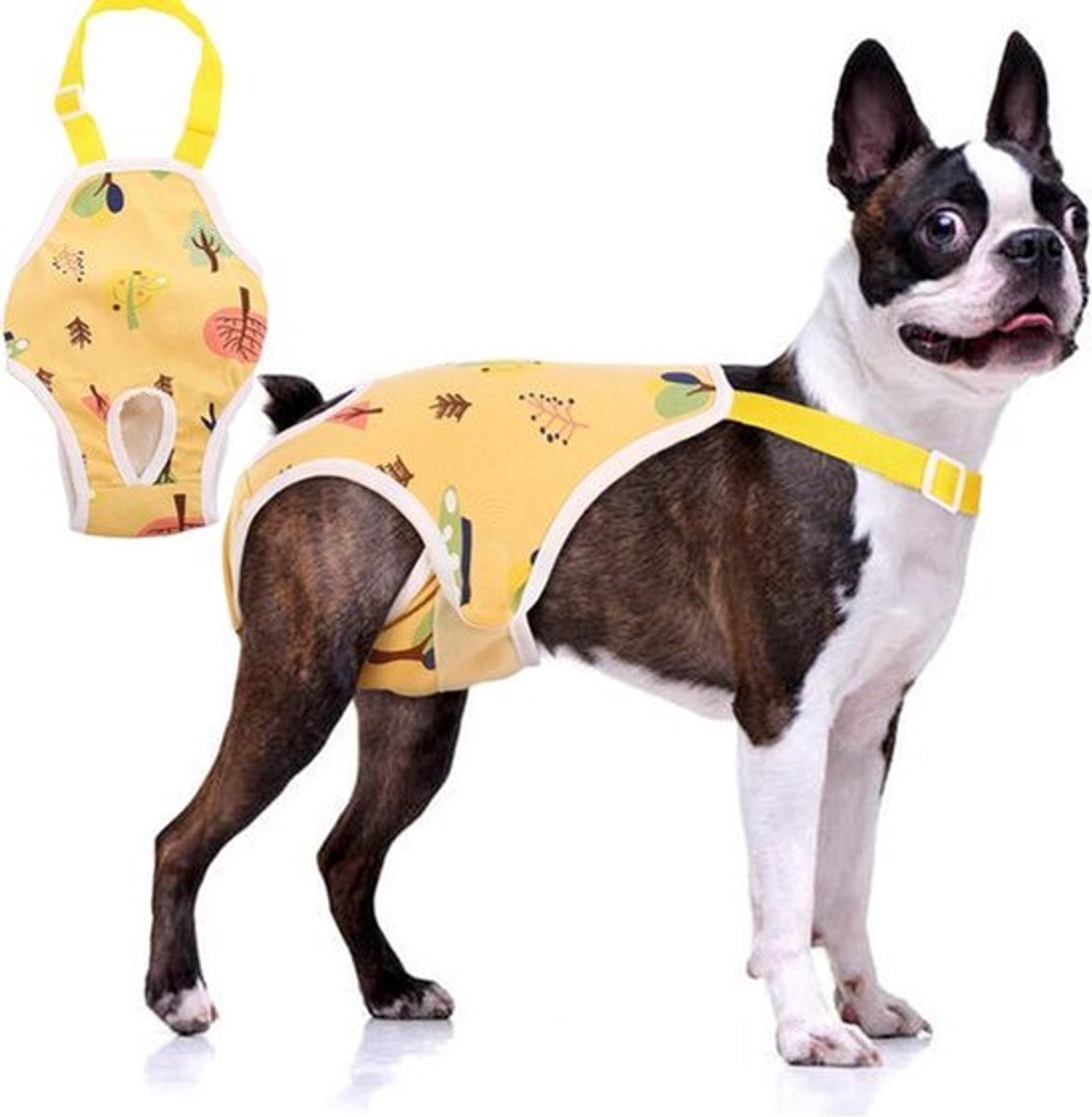 Hondenluiers/wasbaar maandverband voor vrouwtjeshonden, met verstelbare bandjes, herbruikbaar puppyondergoed, huisdierondergoed/luierpakje, geschikt voor mannelijke honden, hotdogs, Franse bulldog maat M.