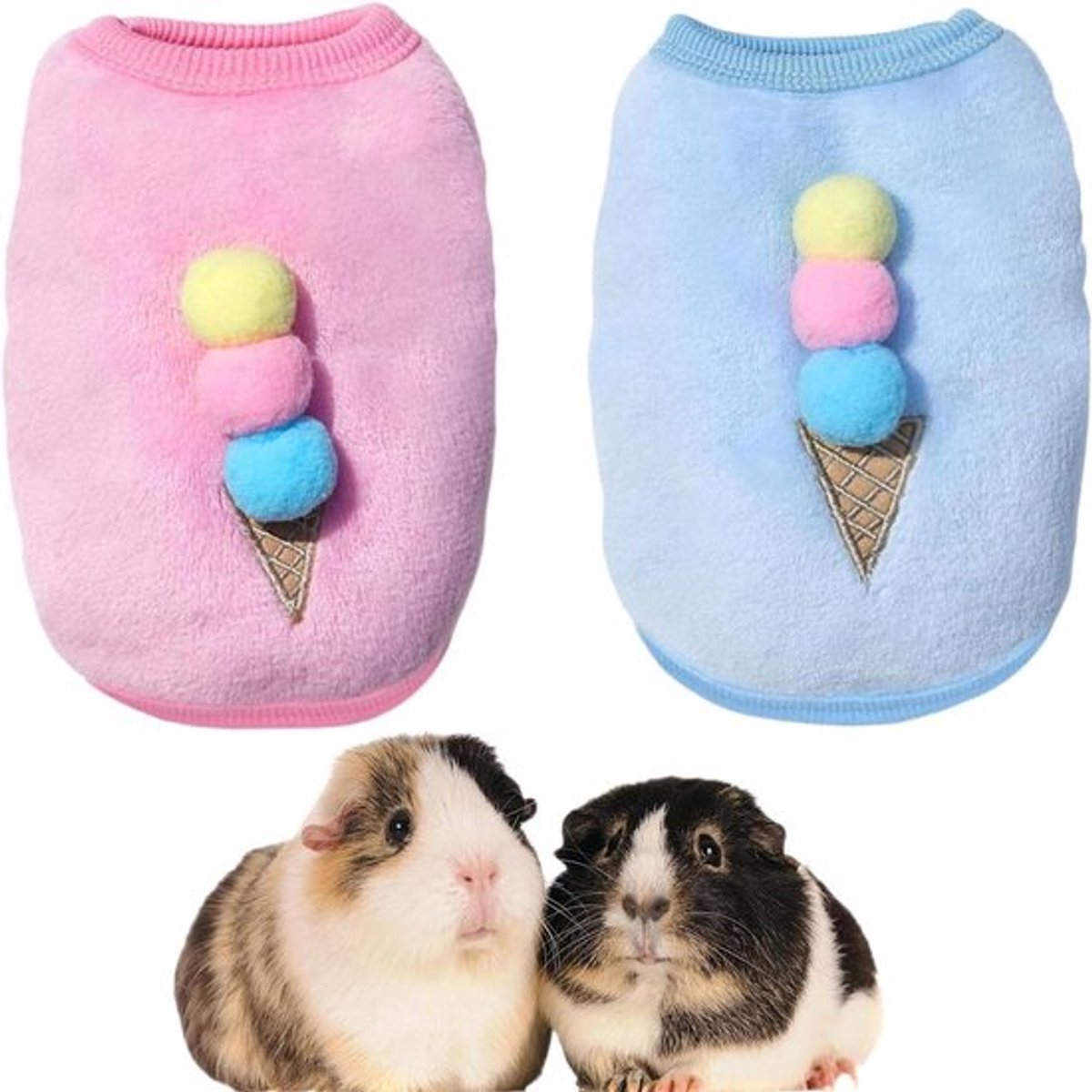 Warme Konijn en Cavia Winterkleding – 2 Stuks – Comfortabel en Pluche – Kleine Huisdier Vest
