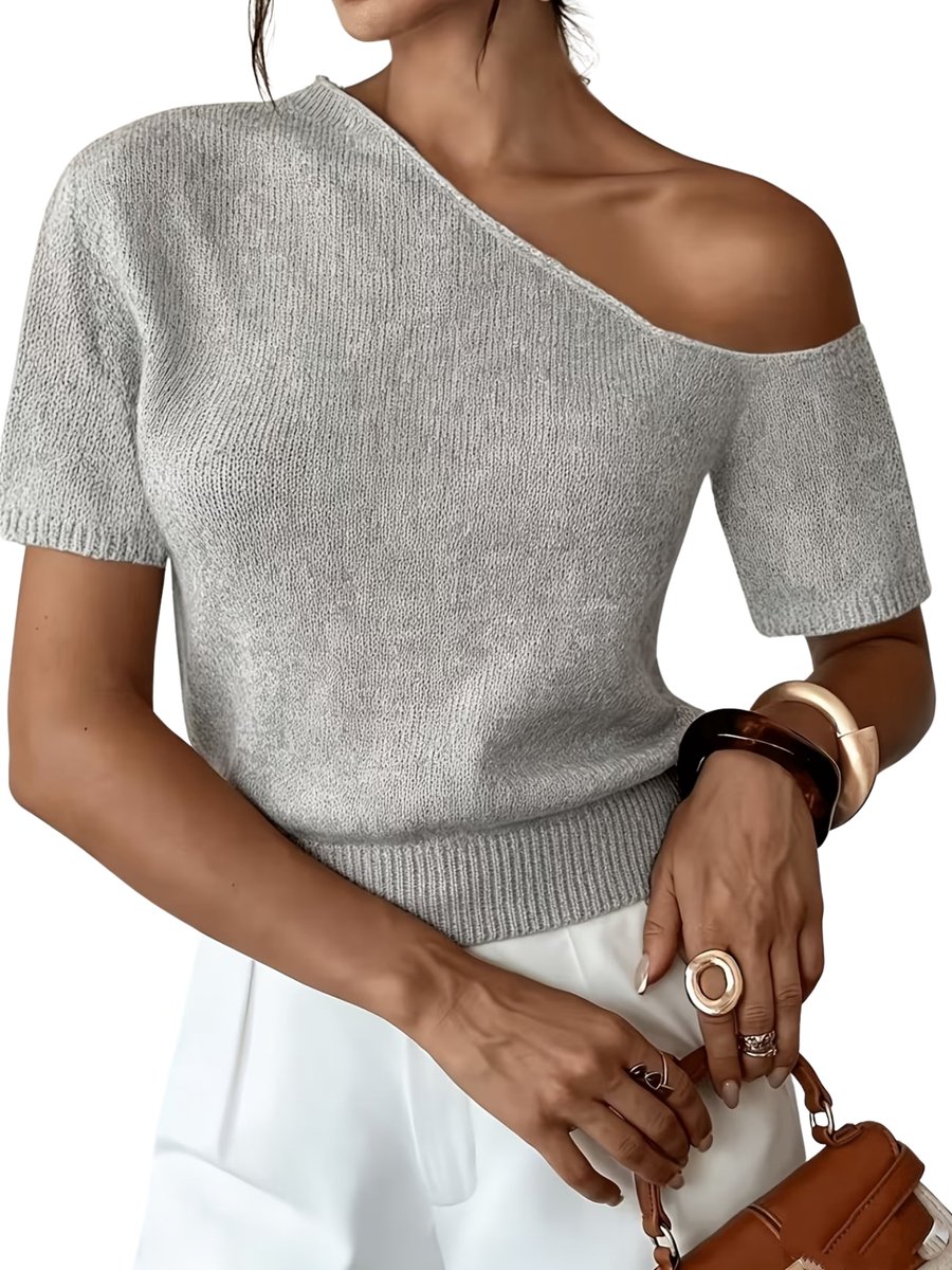 Currero T-Shirt Dames Shirt Zomerkleding T Shirt Mode Old Money Polo Vrouwen Kleding Volwassenen Zilvergrijs