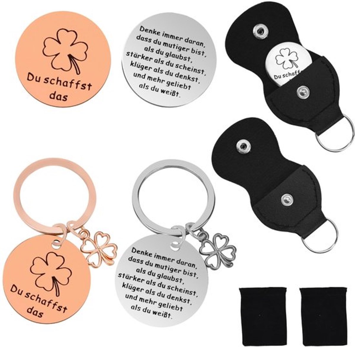 Lucky Charm Sleutelhanger - Motiverende Cadeaus - Uniek Ontwerp - Kleur goud/rosegoud - Geluk en Motivatie - Geschikt voor Volwassenen - K...