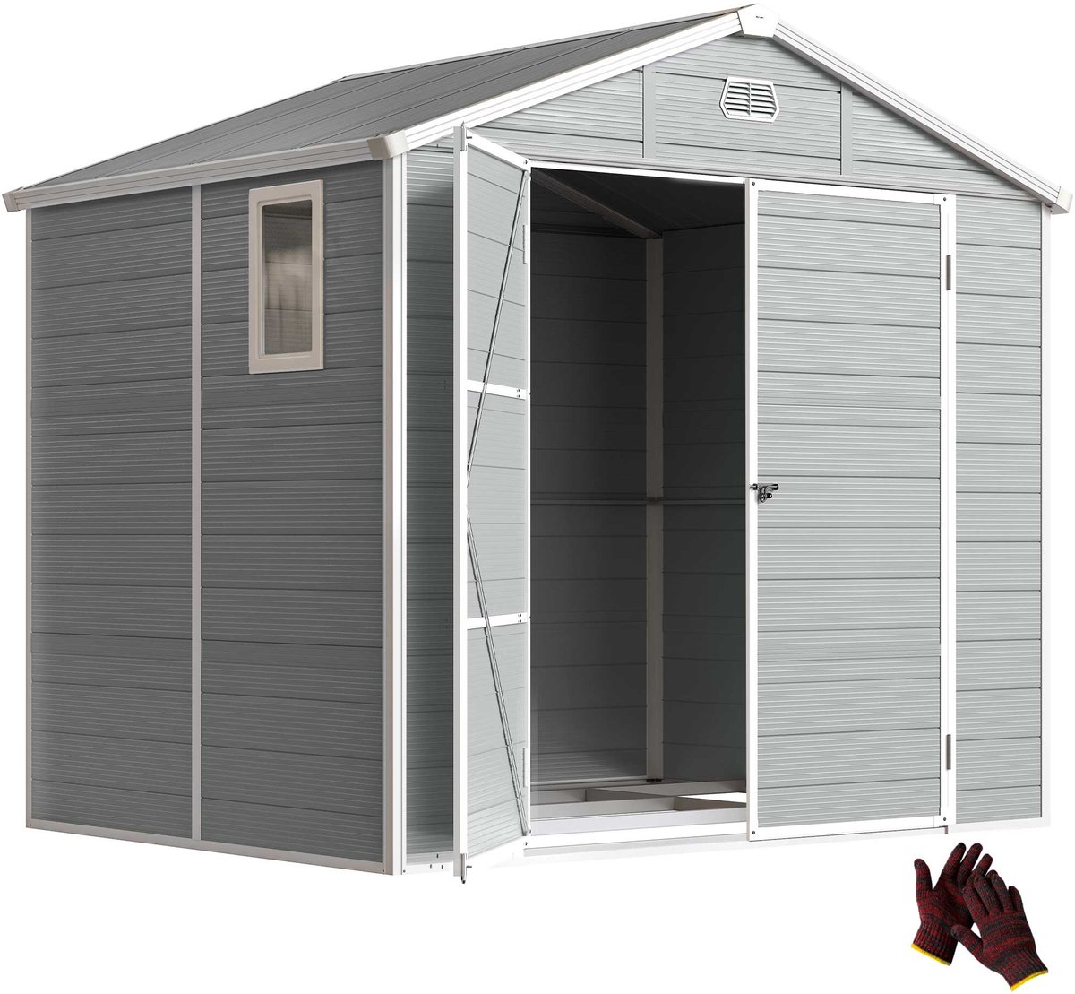 Gereedschapsschuur - 4 - 1 m² - tuinschuur met zadeldak - 240 x 190 x 180/228 cm