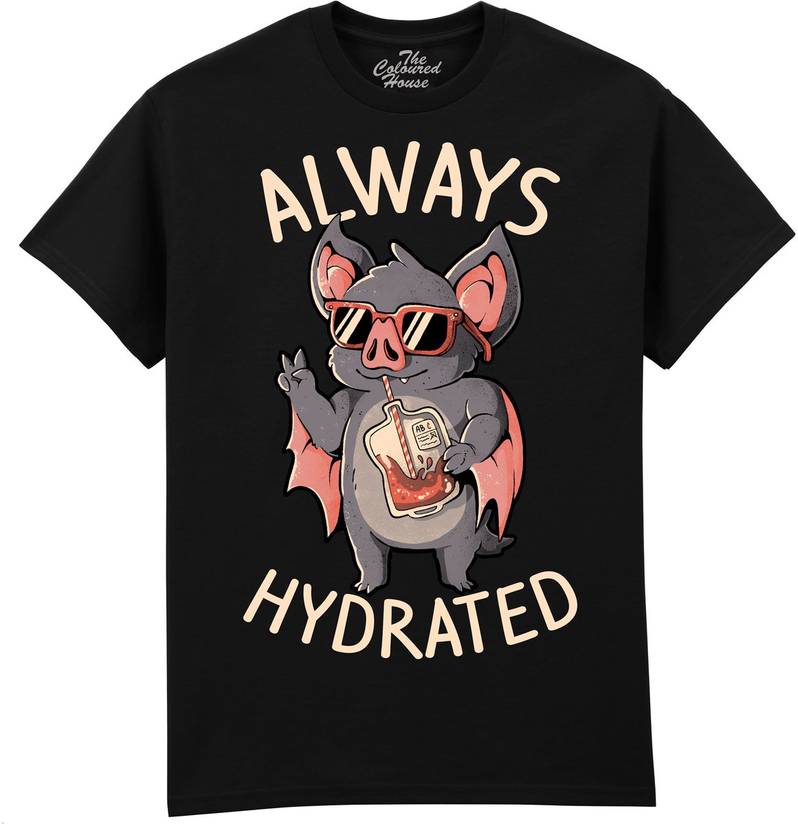 Vleermuis Vampier Always Hydrated The Coloured House T-shirt M