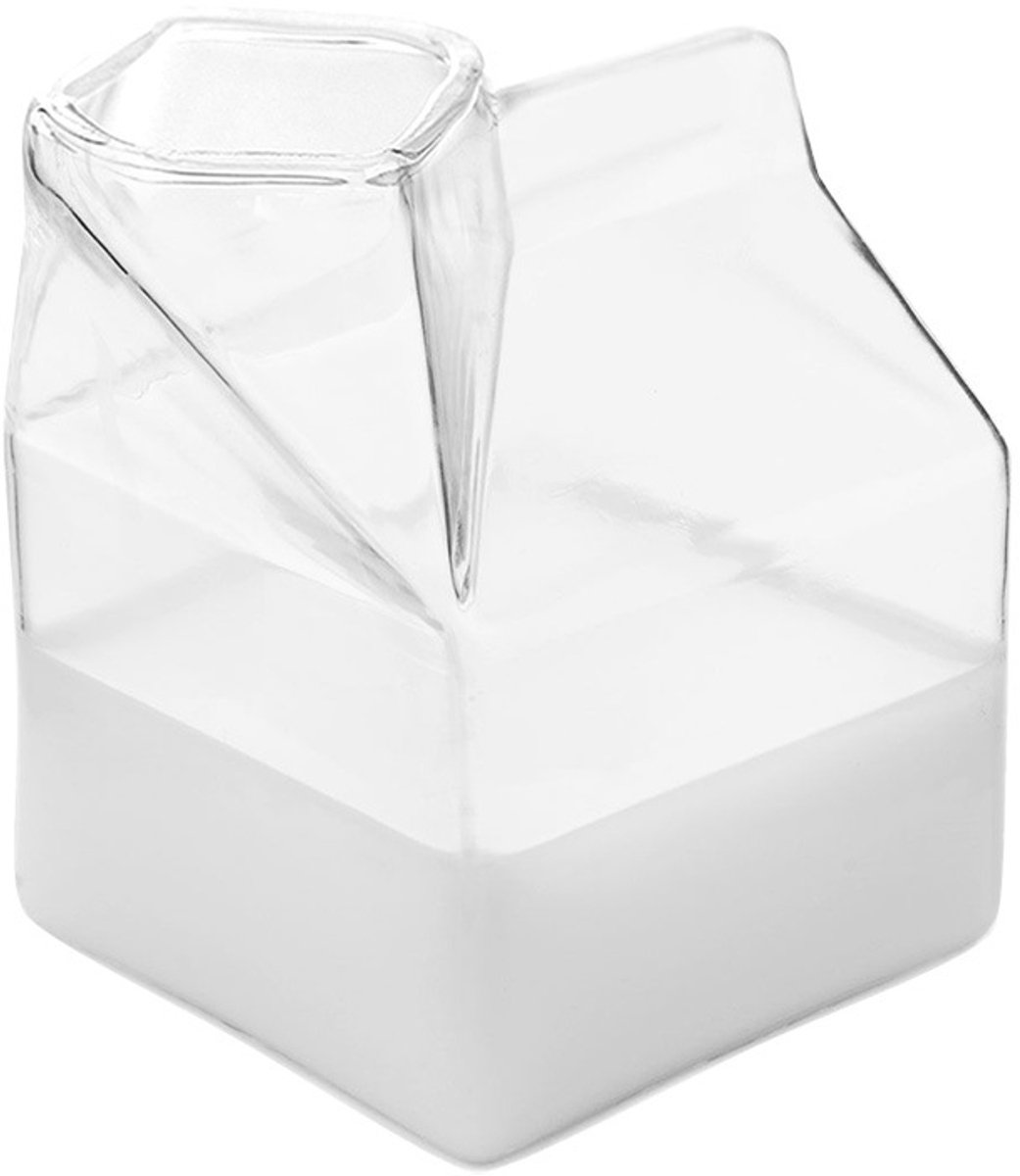 Glazen melkpak schenkkan, creatief melkpotje van hittebestendig glas voor melk, room, siropen en dranken,201-300ml