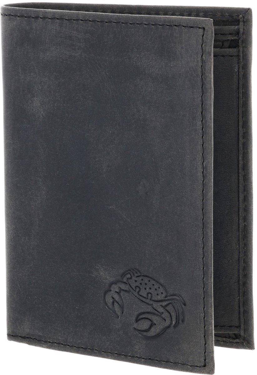oxmox Leren portemonnee Leather RFID Protect Kombibörse Crab 2.0 Embossed Vintage Black zwart
