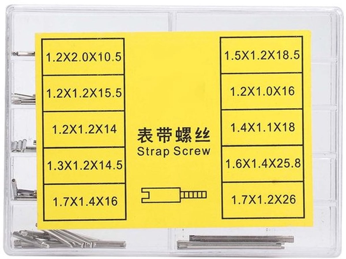 - Horloge Accessoires - Schroeven Set - 10 Verschillende Maten - Inclusief Opbergdoos - Reparatie Gereedschap - Voor Horloge Enthousiasteli..