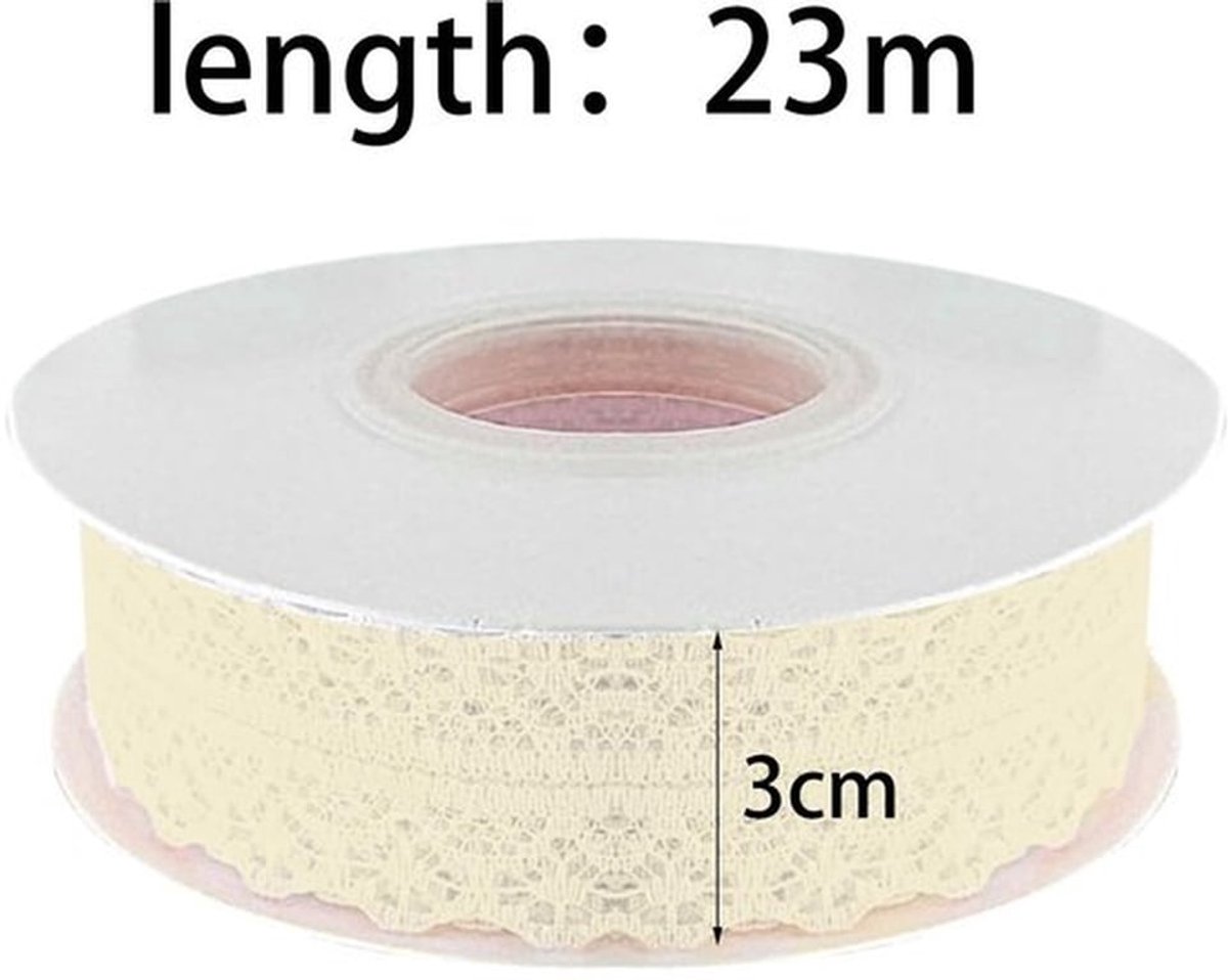 Kantlint 3 cm breed - Geperforeerd Kantlint - Decoratie Lint - Bruiloft Decoratie - Cadeauverpakkingen - 7 Meter Lengte - Decoratielint