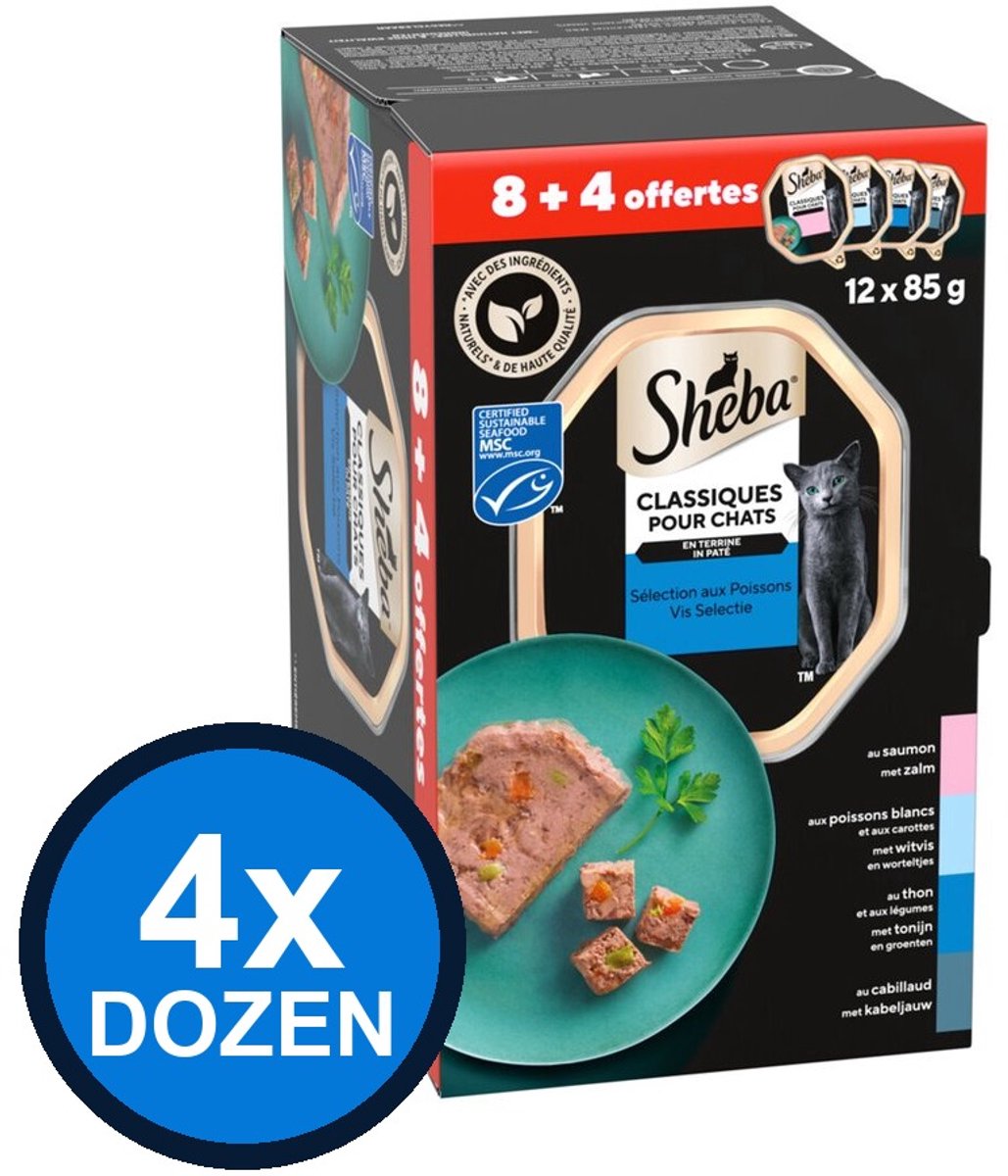 Sheba Sheba - Classic Alu Pate Vis Sel Multipack (12x85g) - Kattenvoer Natvoer - 1.02 kg