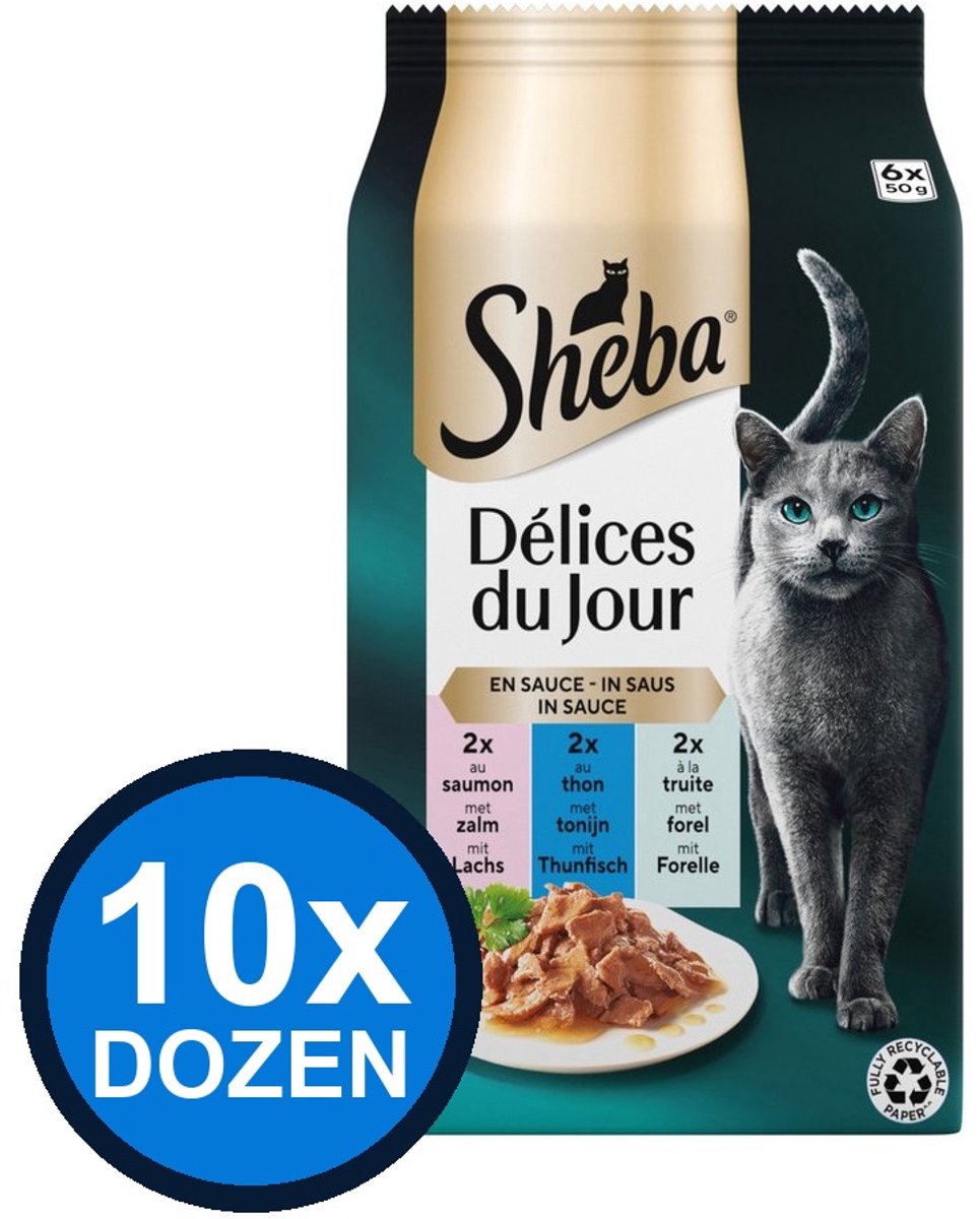 Sheba Sheba - Delices Du Jour Pouch Saus Vis Sel Multipack (6x50g) - Kattenvoer Natvoer - 300 g