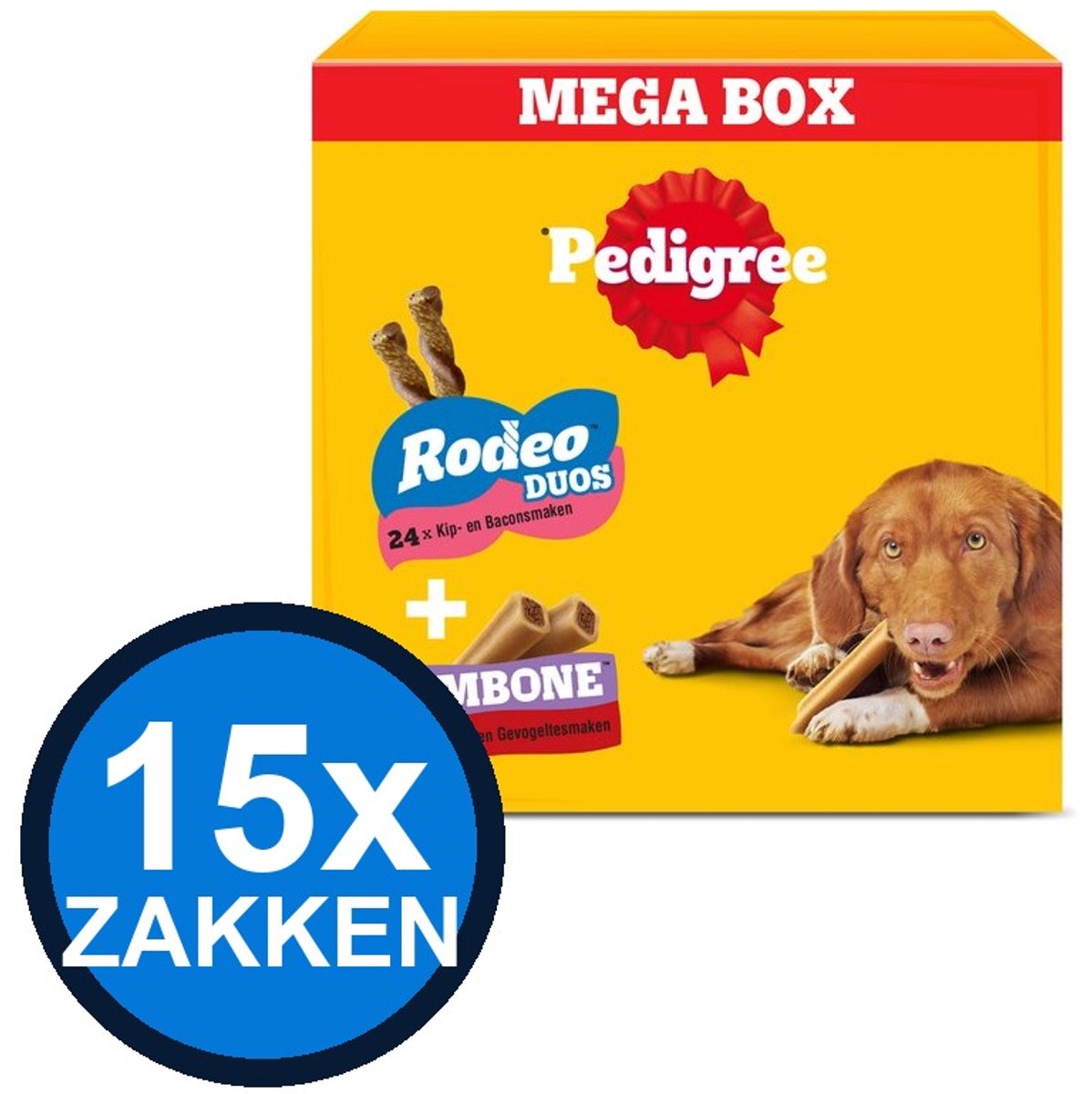 15x Pedigree - Rodeo Jumbone Megabox - Hondenvoer Snacks - 780 g