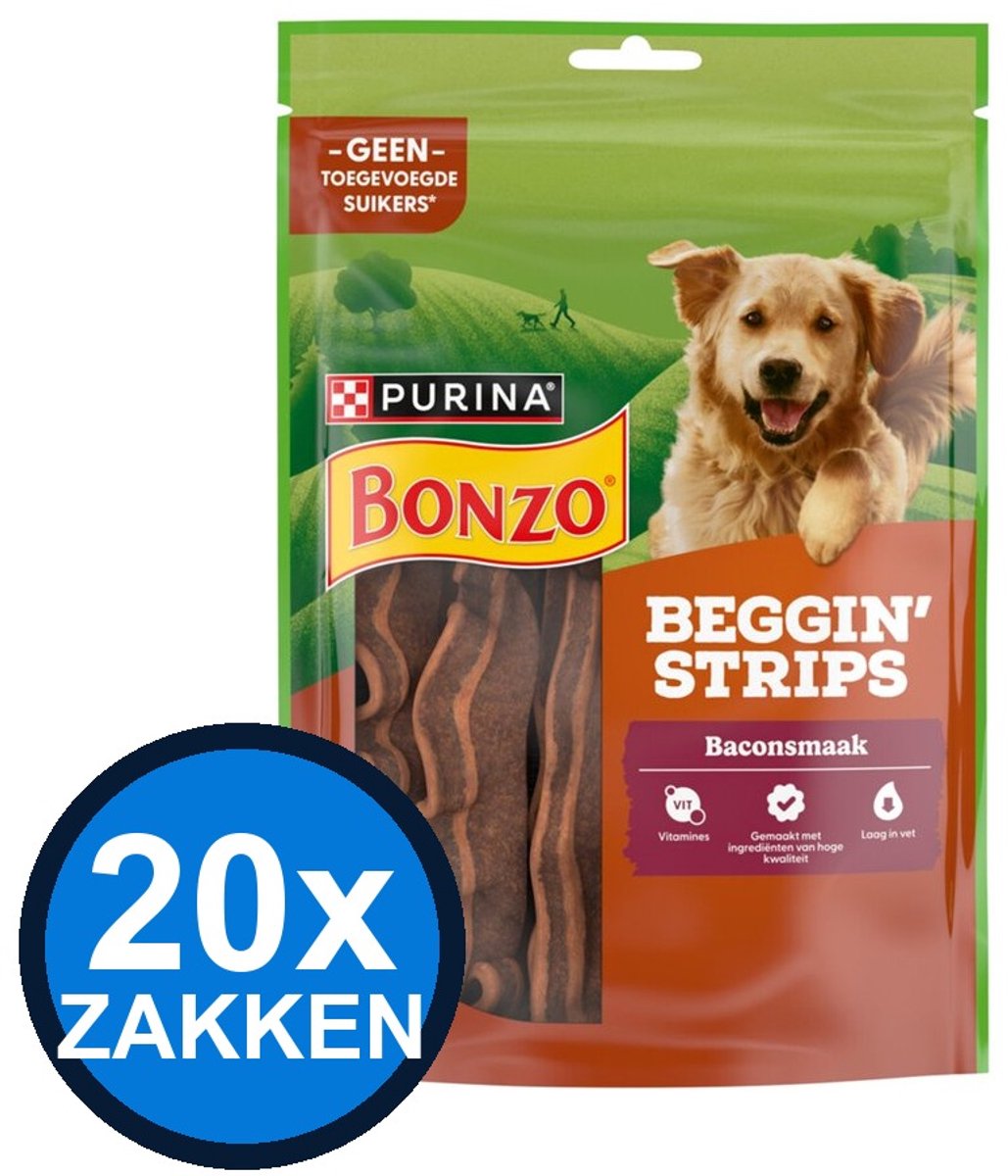 20x Bonzo - Beggin' Strips Bacon - Hondenvoer Snacks - 120 g