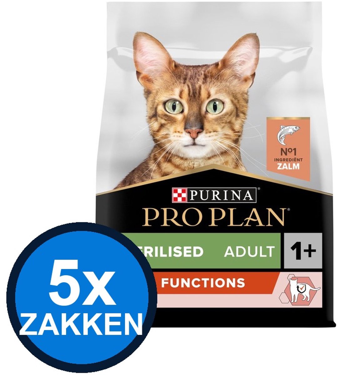 5x Pro Plan - Adult Sterilised Vital Functions Zalm - Kattenvoer Droogvoer - 1.5 kg