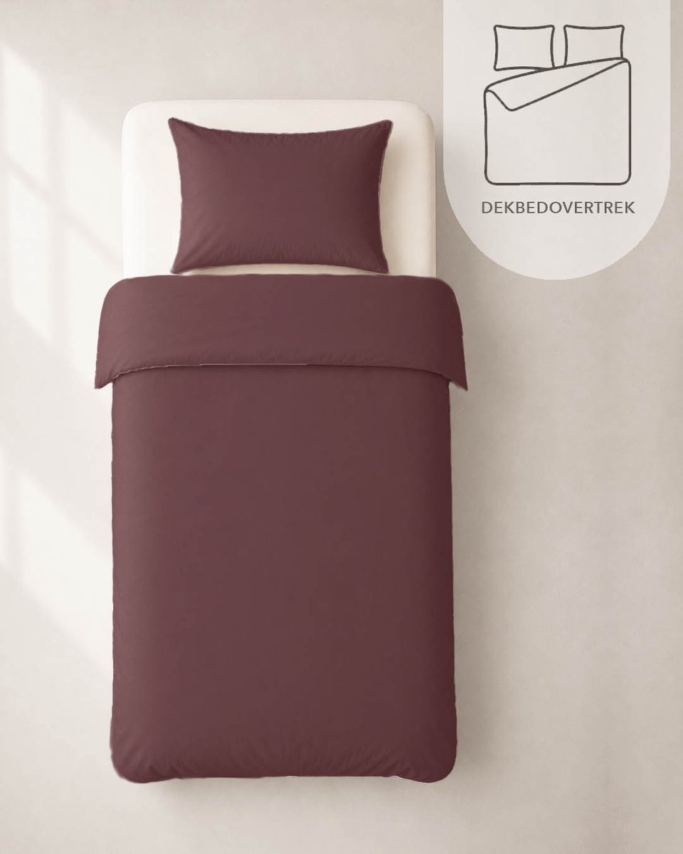 HOOMstyle Dekbedovertrek met kussenslopen - luxe micro Percale - dekbedovertrek - 140x220cm - 1 persoons - Bordeaux