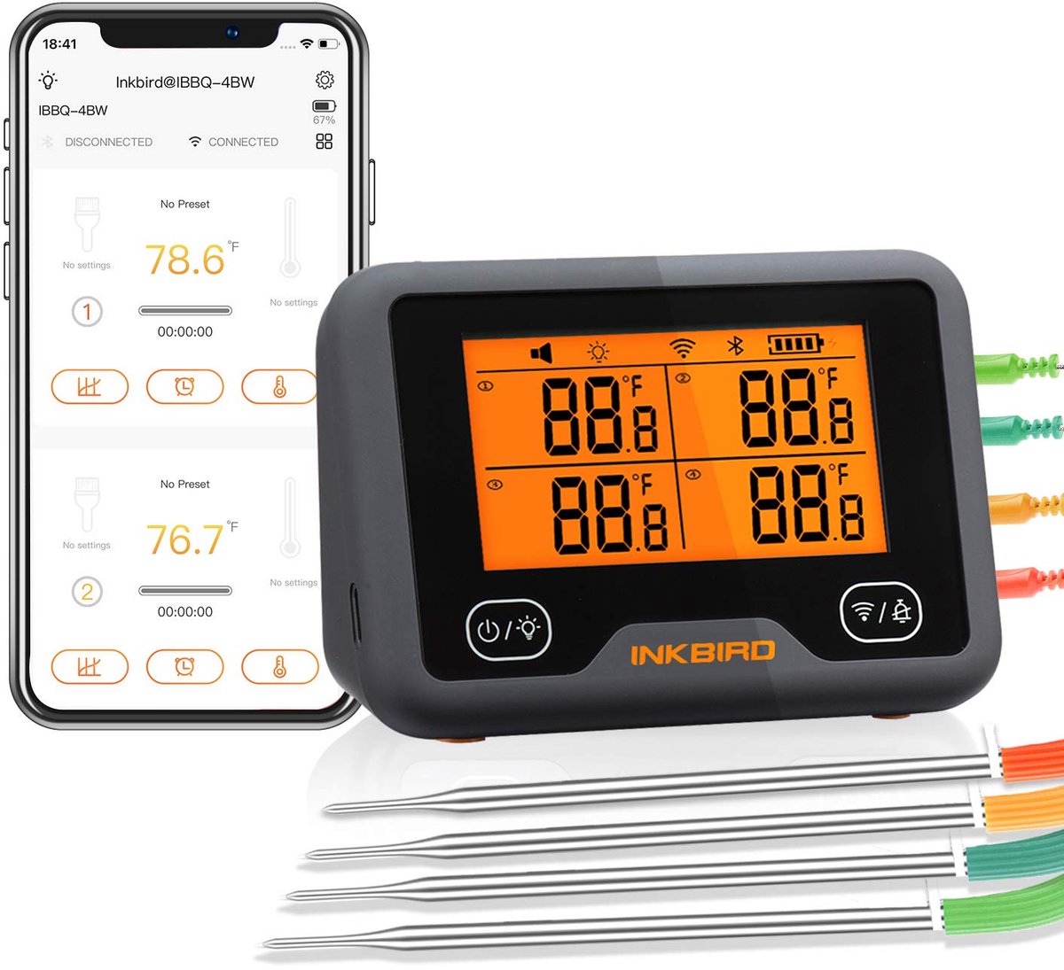 Bluetooth + WiFi Thermometer IBBQ-4BW Inkbird