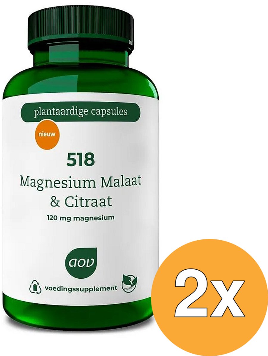 2x AOV 518 Magnesium Malaat & Citraat (90 vega capsules)