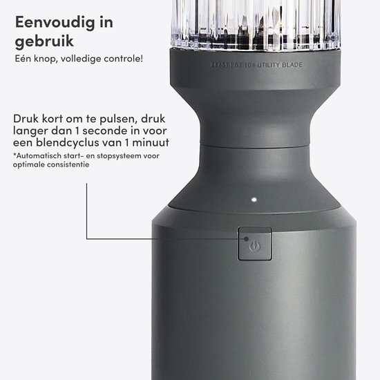 Krachtige Blender - Smoothie Maker - Gezonde Drankjes Maken - Met 3 To-Go Bekers - 1200 ml - Donkergrijs — afbeelding 2