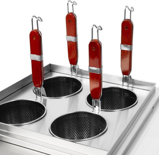 VERTES Gastro pastakoker, roestvrij staal, elektrisch, 2x 1700 watt, 2 aparte kookbakken van elk 6 liter, 4 pastamandjes, 2x aftapkraan, 2x temperatuurinstelling van Vertes — afbeelding 5