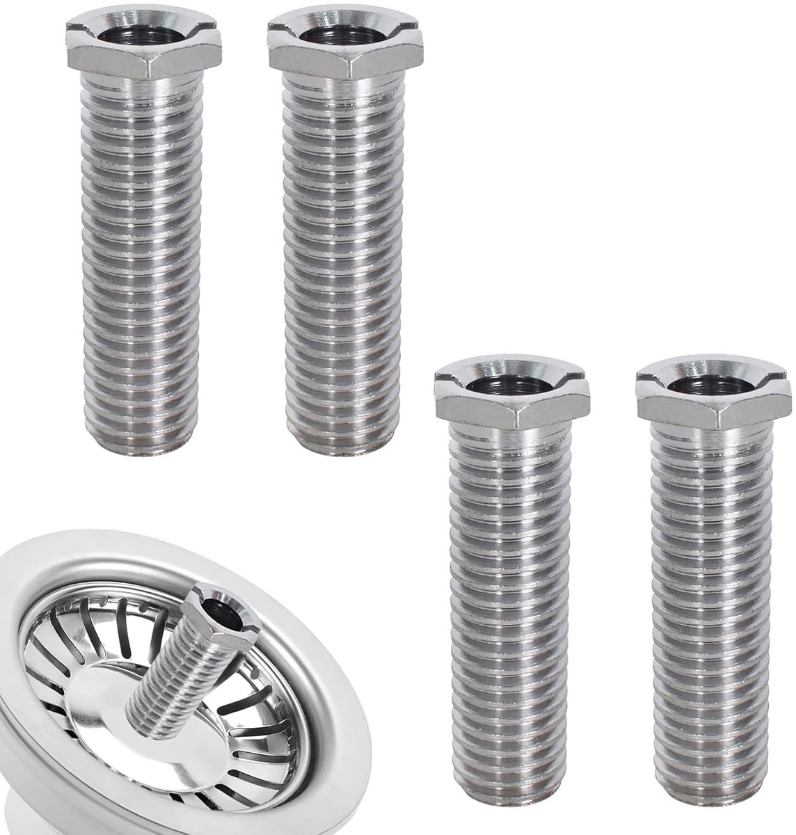 Set van 4 Holle Schroeven voor RVS Afvoerfilters - 45mm Afvoer Basket voor Keuken en Badkamer Drains