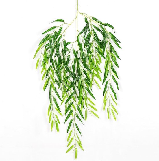 Set van 2 Stuks Nep Wilgenbladeren voor Landschapsdecoratie, Groene Weeping Willow Bladeren voor Thuisdecoratie