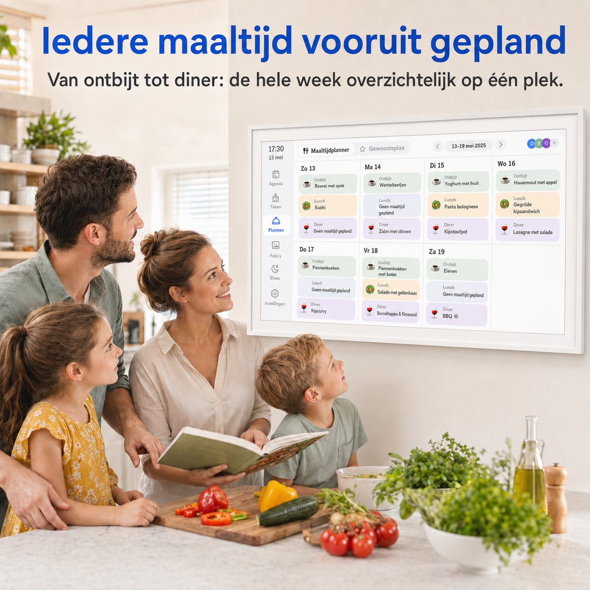 Elcostar® PRO Digitale Kalender & Digitale Fotolijst in 1 - 15,6 inch - Full HD Touchscreen - Slimme Gezinsplanner - Digitale Takenlijst - Interactief Haarddisplay - Montage voor Wand en inclusief standaard - Moeiteloze planning & overzicht thumbnail 5