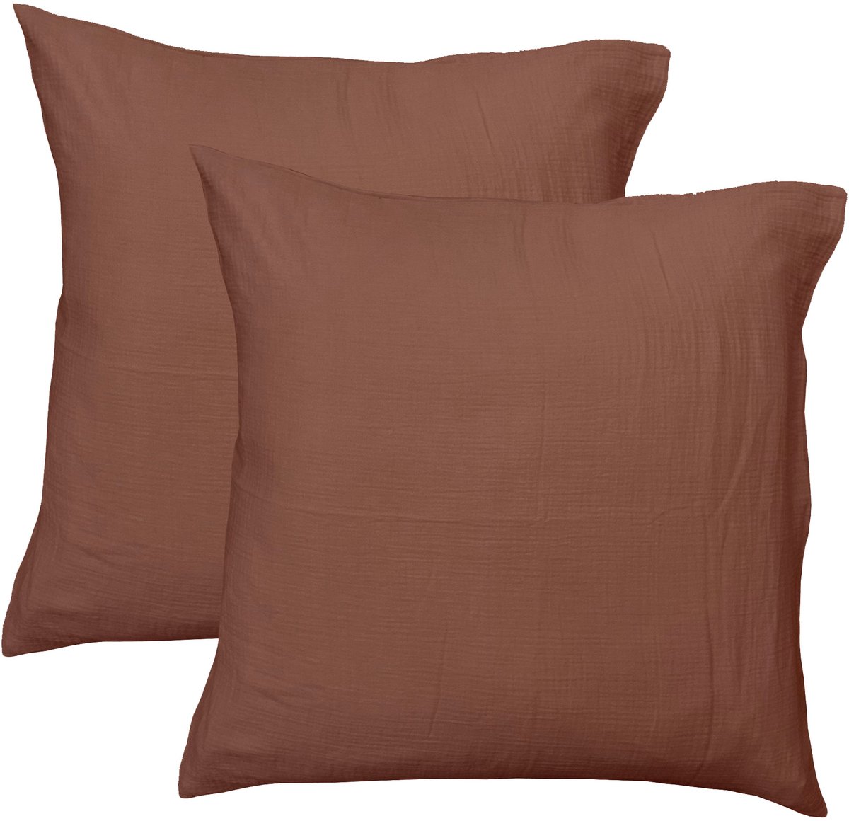 Matt & Rose Set Kussenslopen - Chocolat - (2x) 65 x 65 cm - Bruin - Mousseline Katoen