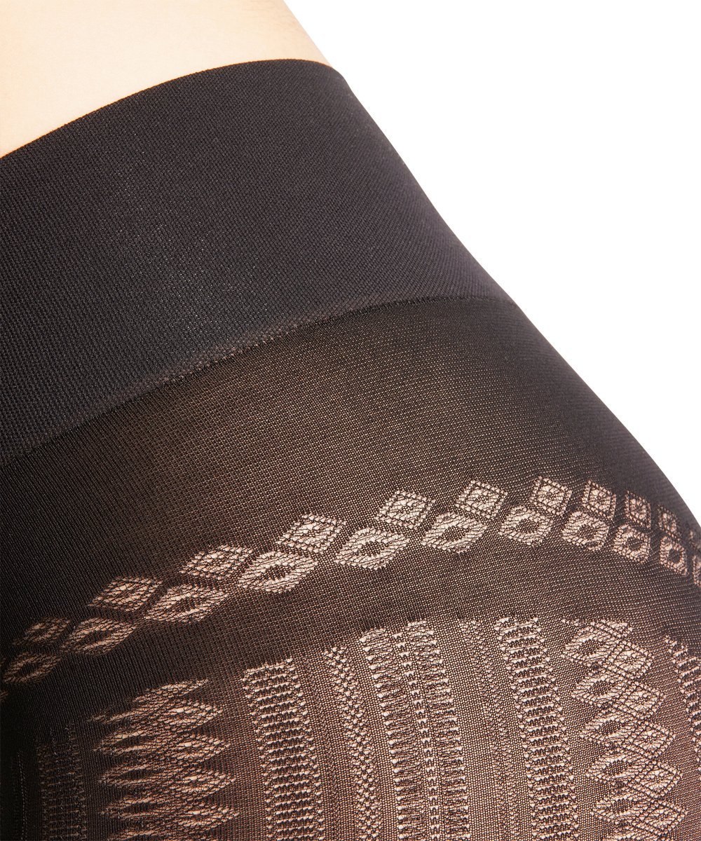 FALKE High Waist Midwinter gedessineerd materiaal ondoorzichtig 100 DEN panty dames zwart - maat S-M