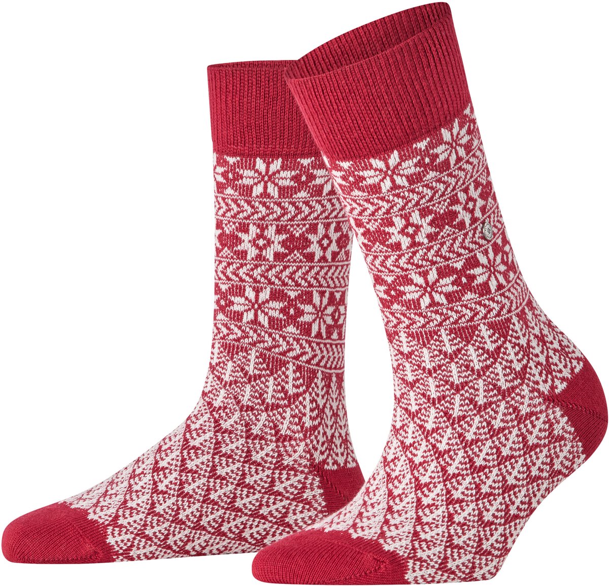 Burlington X-Mas gedessineerd wol sokken dames rood - maat 36-41