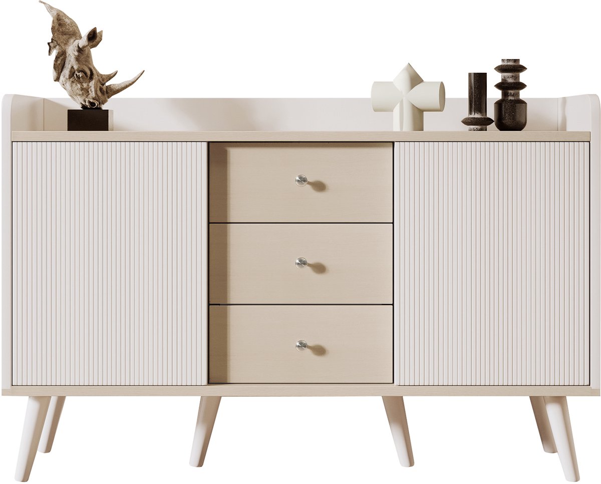 Dressoir - Scandinavisch van Hout 117.5x40x80cm - Wit met Eiken