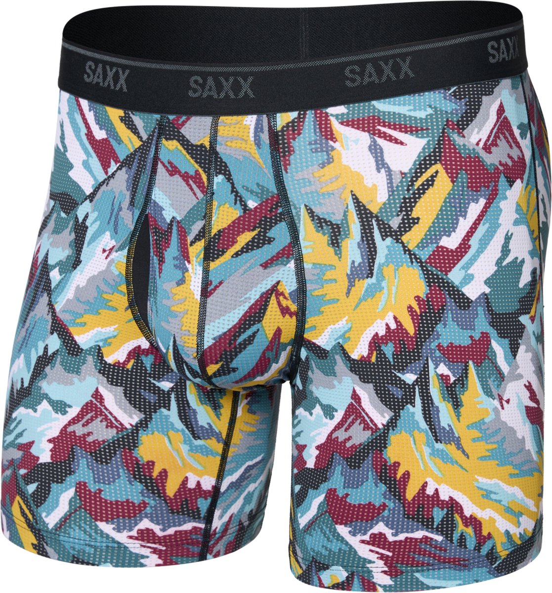 SAXX Heren Boxershort Quest Quick-Dry Mesh - Boxer met BallPark Pouch® - Onderbroek Sneldrogend & lichtgewicht - Prism Peaks - Multicolor - S