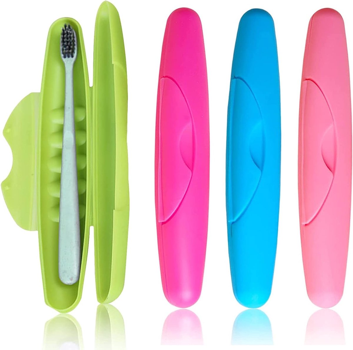 Praktische opbergzak voor tandenborstels - Draagbare plastic houder voor reizen, kamperen en dagelijks gebruik - Set van 4 stuks voor optimale hygiëne en bescherming