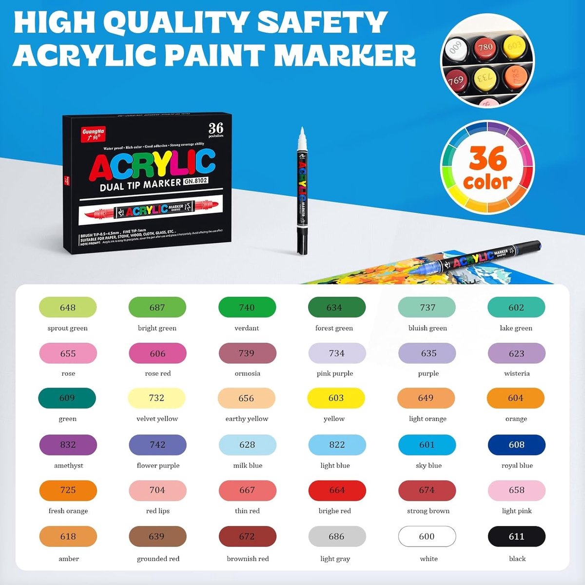 Acrylmarkers voor Stenen - Dubbelpunt Acrylstiften - Watervast en Kleurrijk - Voor Kunstenaars en Hobbyisten