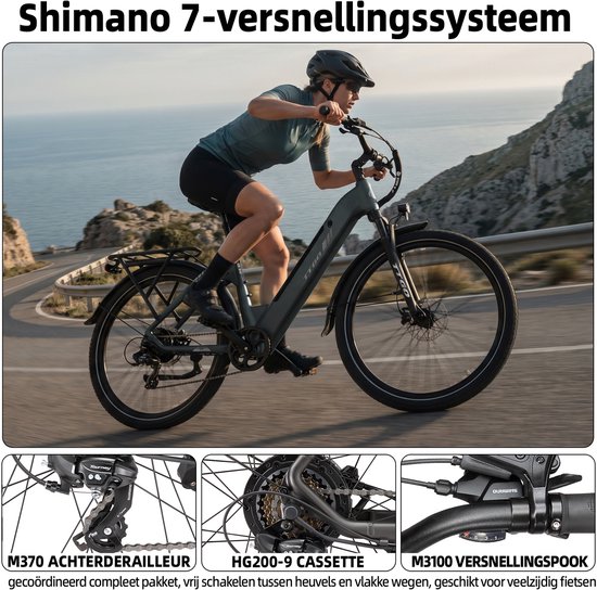 TTGO C5 E-bike - 25 km/u - 27.5inch - 90km actieradius - 250W motor - 48V 13.5Ah accu - 70NM - grijs van TTGO — afbeelding 5