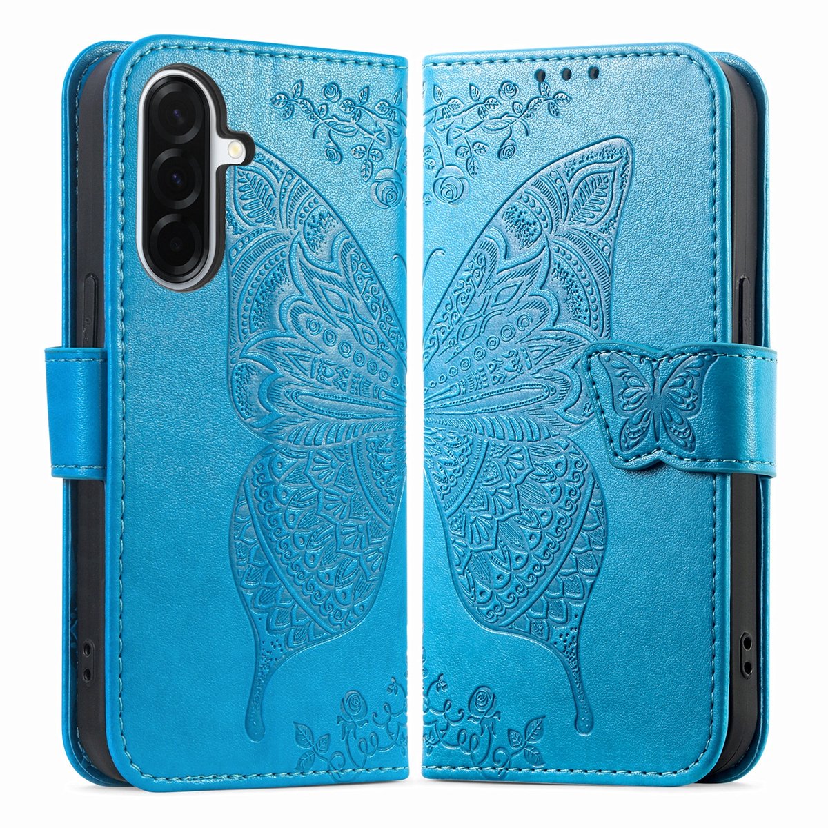 Coverup Hoesje - Geschikt voor Samsung Galaxy A27 Hoesje - Coverup Vlinder Book Case - Blauw