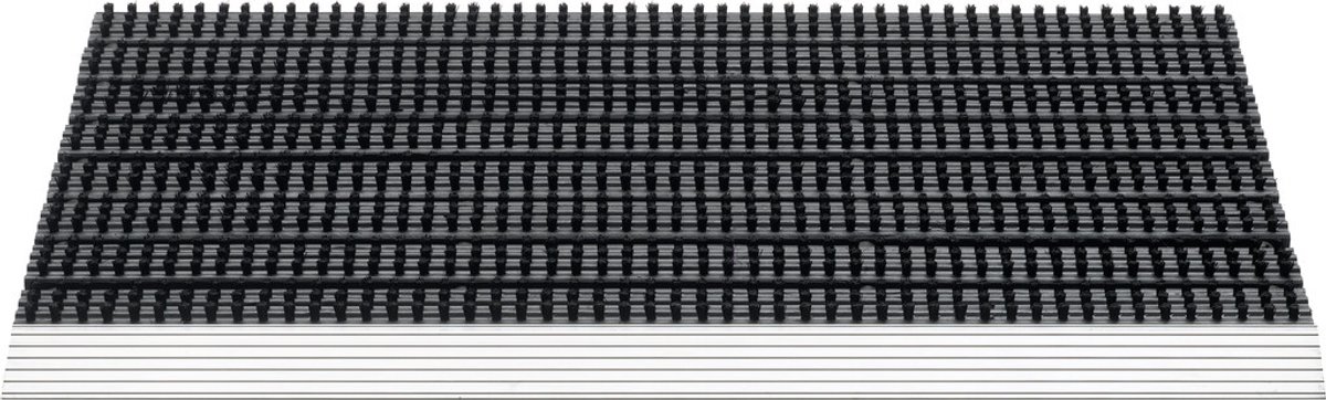 HAMAT deurmat met aluminium rand zwart/zilver PP/aluminium - 3091...