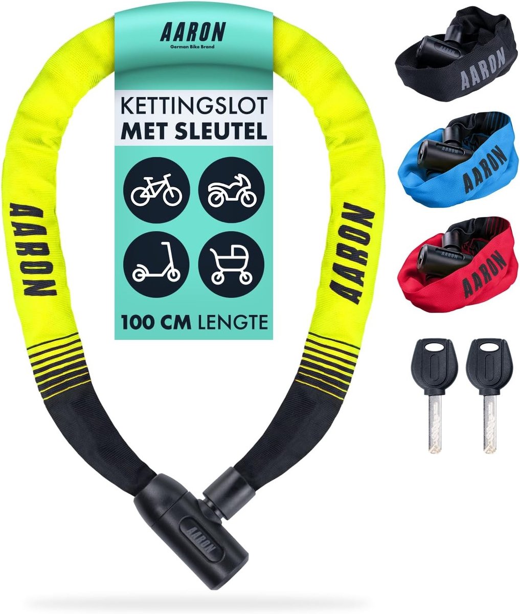 Fietsslot - Stalen Kettingslot - Hoge Veiligheid - Nylon Bescherming - Voor Fiets en E-scooter