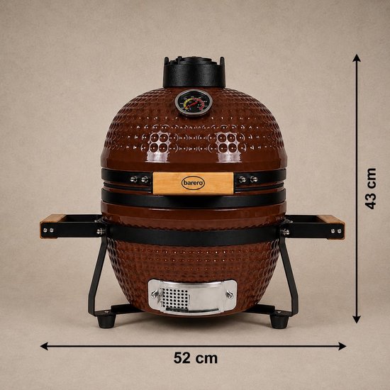 Barero Kamado BBQ - 13 inch houtskool barbecue - inclusief onderstel - Egg met Accesoires - Rood - PFAS-vrij — afbeelding 5