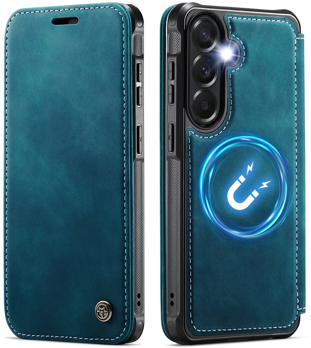 CaseMe Hoesje - Geschikt voor Samsung Galaxy A17 / A26 / A16 Hoesje - CaseMe 053 Slim Book Case - MagSafe Compatible - Blauw
