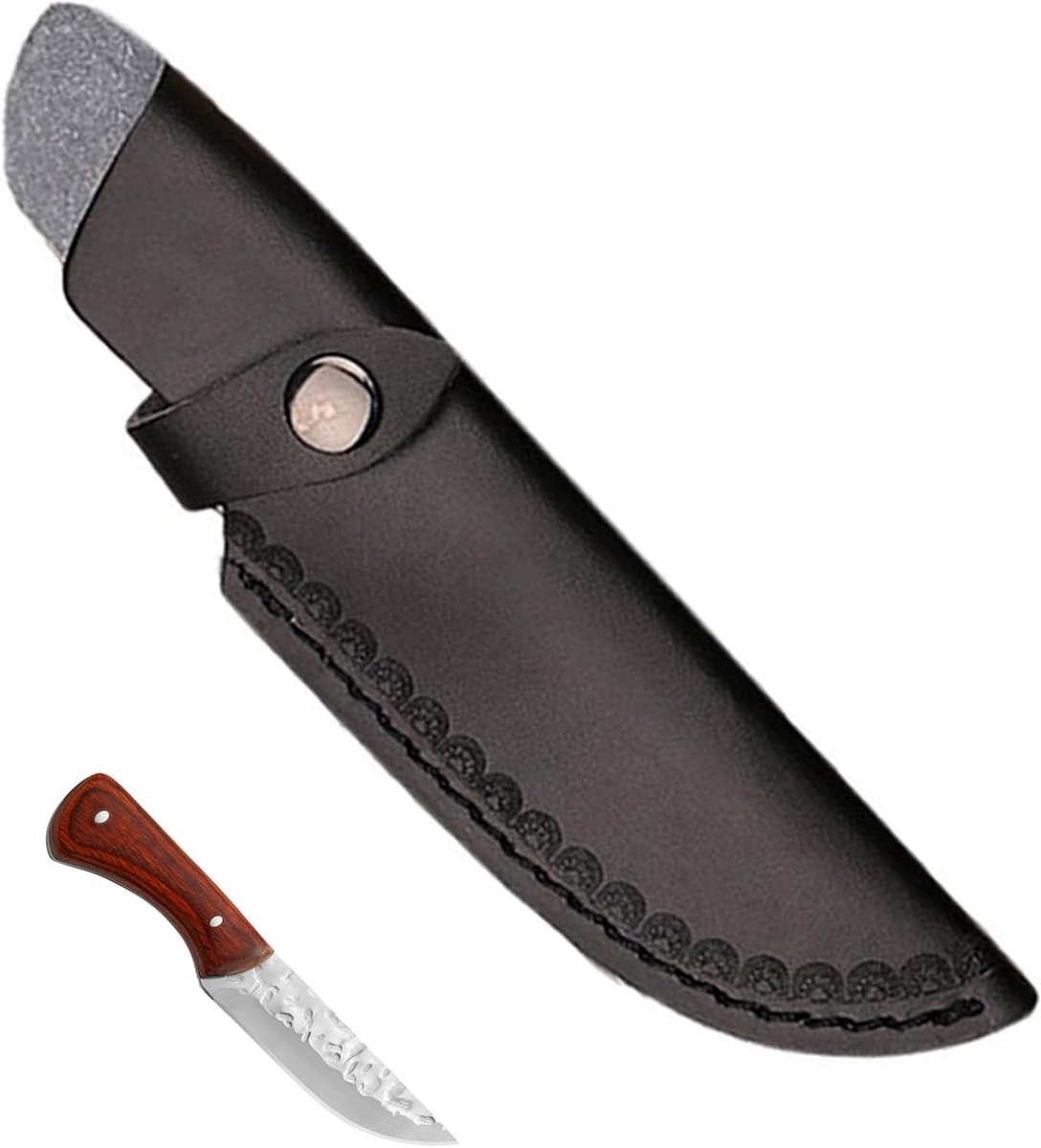 Leren Sheath voor Rechthoekige Messen - Ideale Tas voor Jacht, Kamperen en Buitenactiviteiten (Zwart)