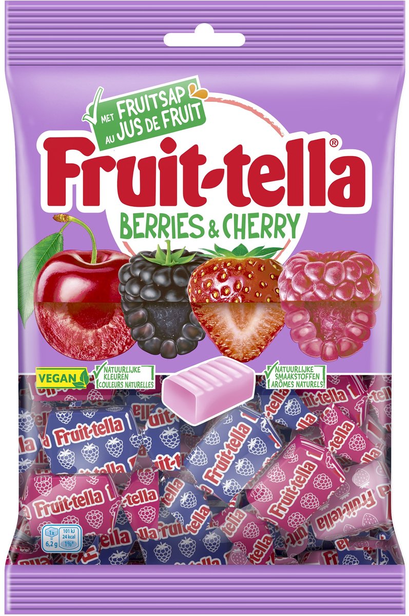 Fruittella Berries & Cherry - Snoep - Vegan - 12x200gr