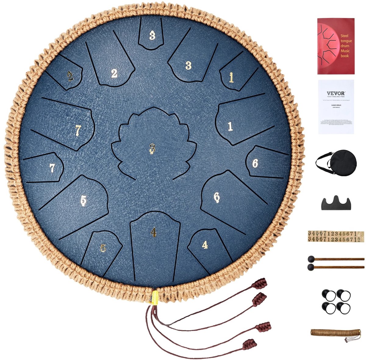 Roossentials regentrommel - Stalen regentrommel - Trommel - Tongtrommel - Voor buiten - Handpan trommel - Met 2 hamers en draagtas - Voor muziekonderwijs - Groen