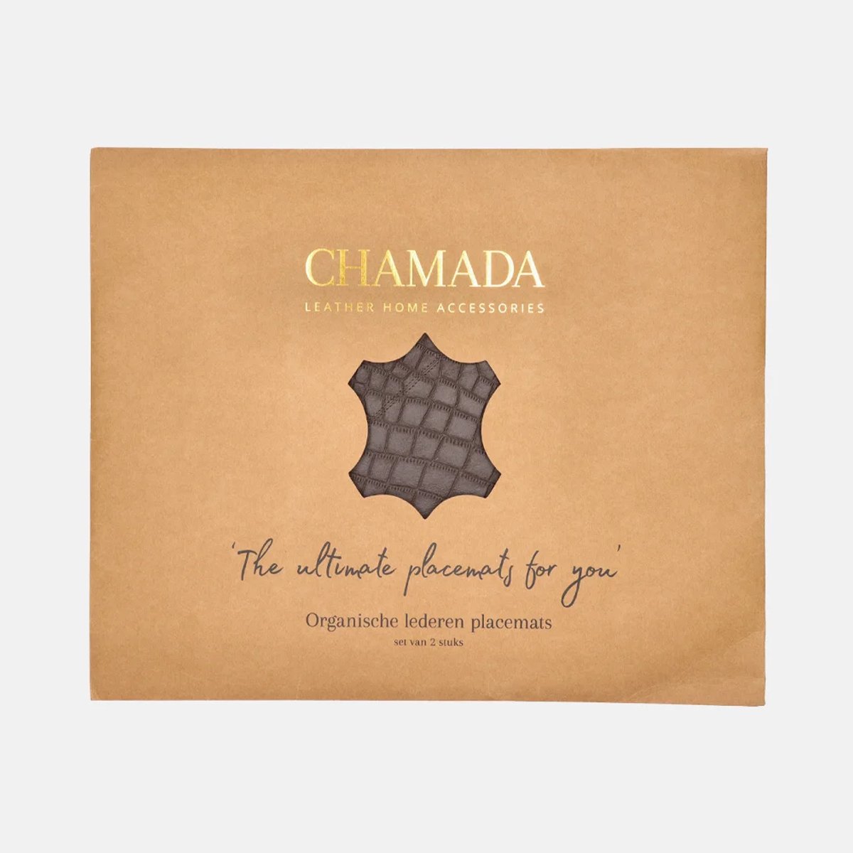 Chamada leren placemats organisch croco (2 stuks) donkerbruin