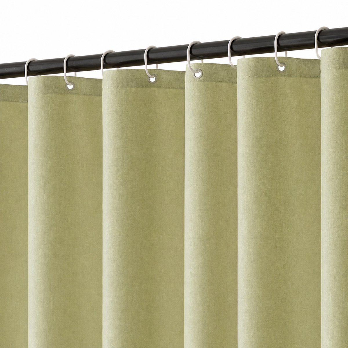 KMD Linnen douchegordijn 180 x 200 cm, lichtbeige, waterdicht, polyester, antischimmel, wasbaar, met 12 ringen