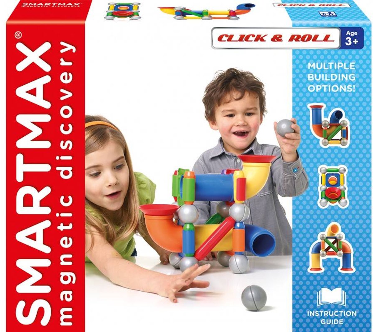 SmartMax Click & Roll - Magnetische Ballenbaan - 30-Delige Bouwset met Buizen en Staven - Educatief Speelgoed voor Kleuters - Vanaf 3 Jaar