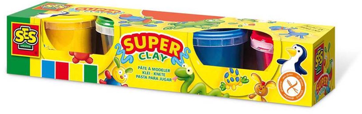 SES Creative - Super Klei - Basiskleuren (4x90g) - Vegan en Glutenvrij - Herbruikbaar - Uitwasbaar - Vanaf 2 jaar — afbeelding 13