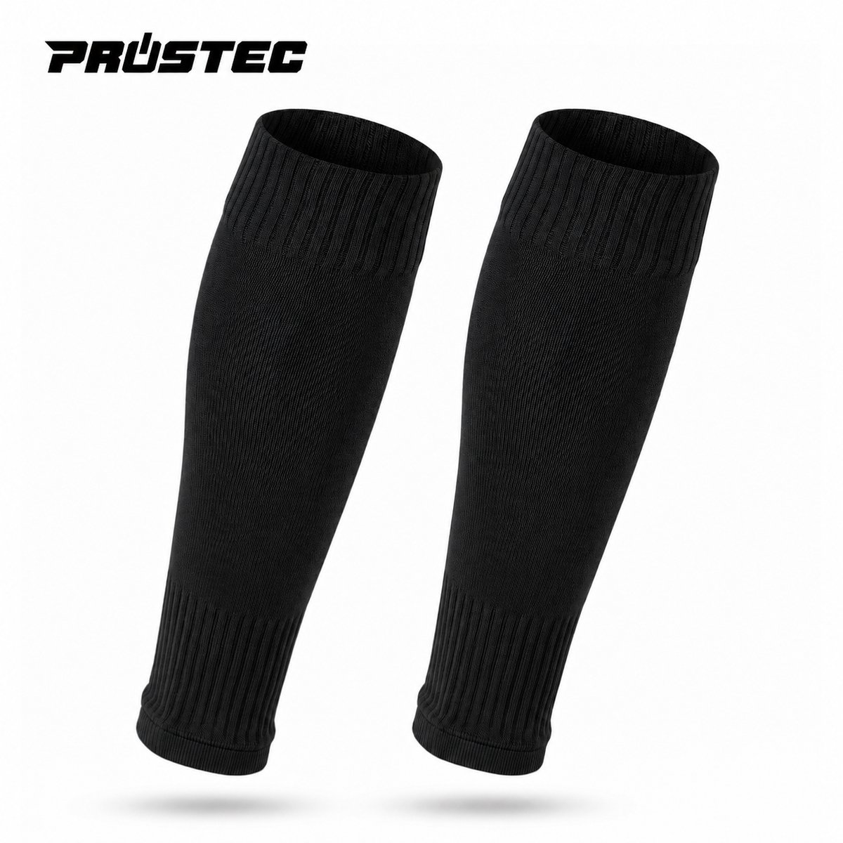 Prostec Voetbalsokken Zonder Voet - Sok Sleeve - Met Grip - 40-46 - Zwart