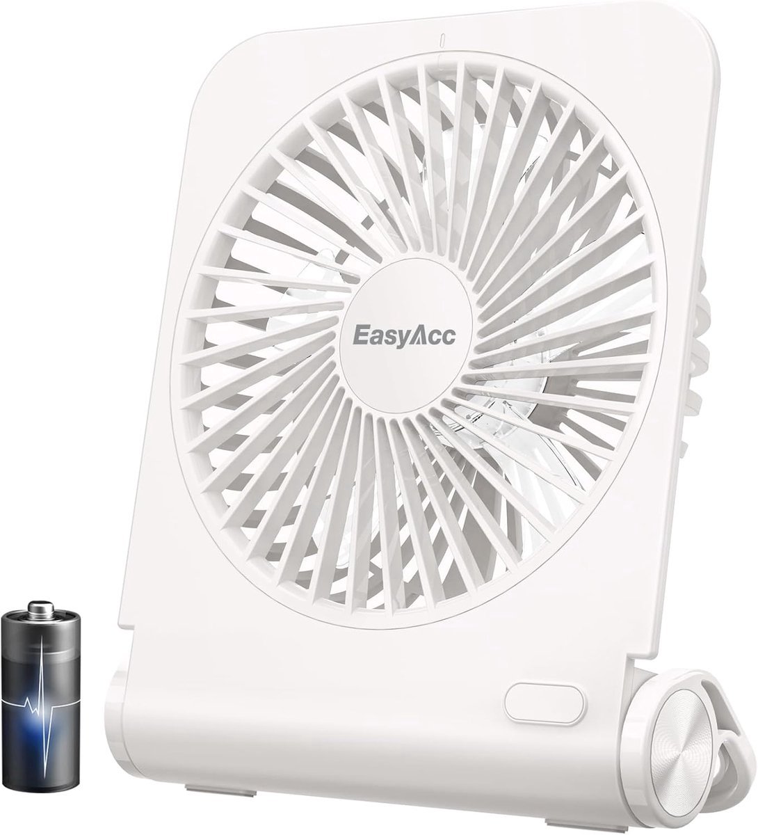 Solvix tafel ventilator geluidloos - Tafelfan - Wit - Oplaadbare 4000 mAh Batterij - Super Stil - Voor Thuis en Kantoor