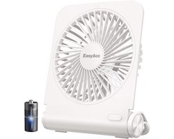 Solvix tafel ventilator geluidloos - Tafelfan - Wit - Oplaadbare 4000 mAh Batterij - Super Stil - Voor Thuis en Kantoor
