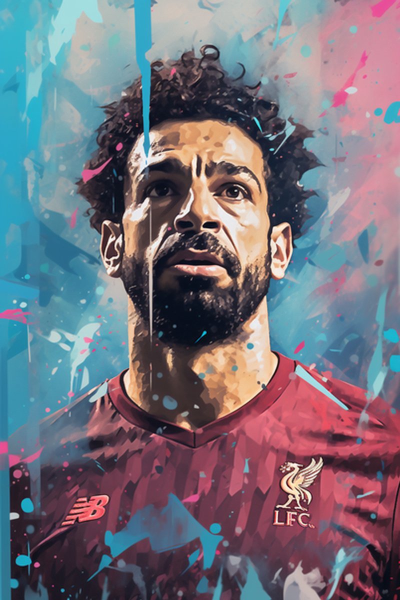 Mohamed Salah Poster - Blauw - Liverpool - Mo Salah Abstract - Voetbal - Wanddecoratie - posters - formaat 30x40cm - XS742