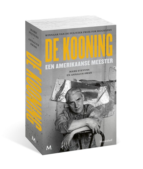 Boek 'DE KOONING EEN AMERIKAANSE MEESTER' met portret van Willem de Kooning.