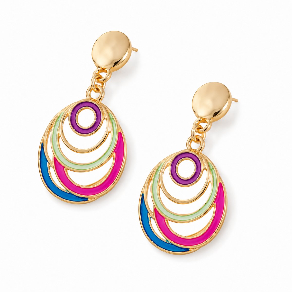 Luxamore® Oorbellen Dames – Ovale Hang Oorbellen Goudkleurig Multicolor – Statement Oorbellen – Dames Sieraden – Cadeau voor Haar